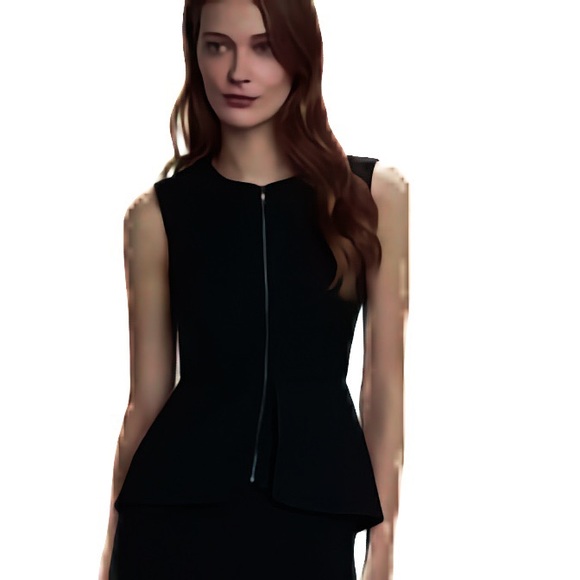BCBG | ‘Abrielle’ Zip Front Sleeveless Black Peplum Top | Size S, fits like M - Picture 8 of 9